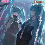 Official Hatsune Miku Neon Electronic Music Project Moeyu Miku Merch Black Grey Neutral Top